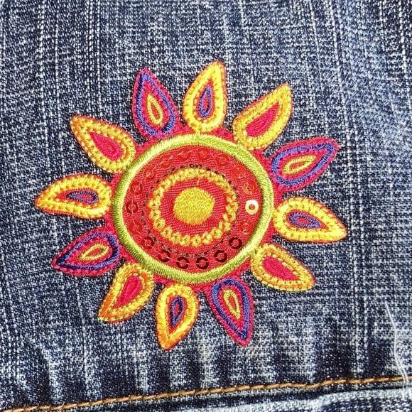 Vintage Chico’s Denim Vest Size 3 W/Sun Patch - Picture 4 of 13